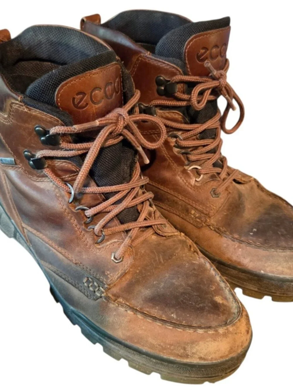 ECCO Track 25 Mid/High Brown Leather Hiking Boots Moc GTX Men's 47 US 13 - 13.5